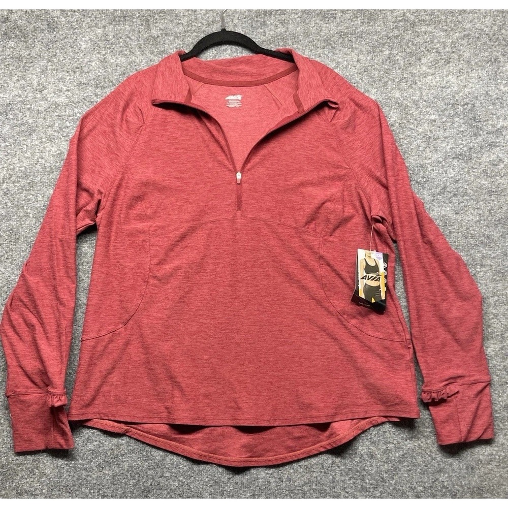 Red heathered Avia women's quarter-zip activewear pullover Size 2X - NWT